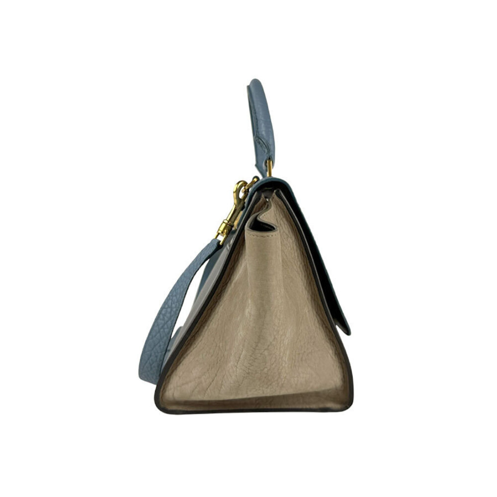 Celine Bag Leather Nubuck Beige Blue Trapeze Black Handbag Shoulder